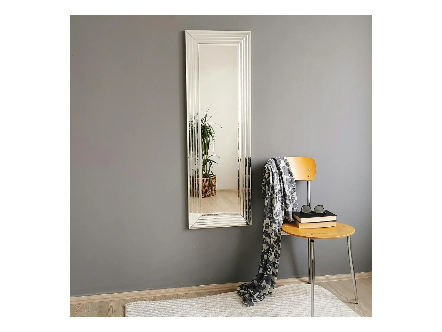 Miroir rectangulaire moderne chic - cadre rainuré 120 cm CODY