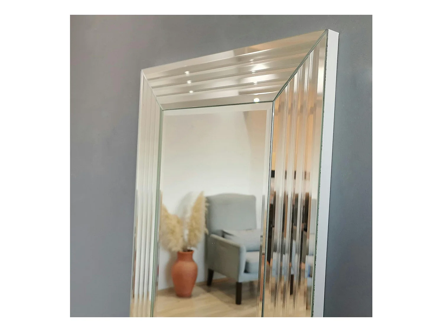 Miroir rectangulaire moderne chic - cadre rainuré 120 cm CODY