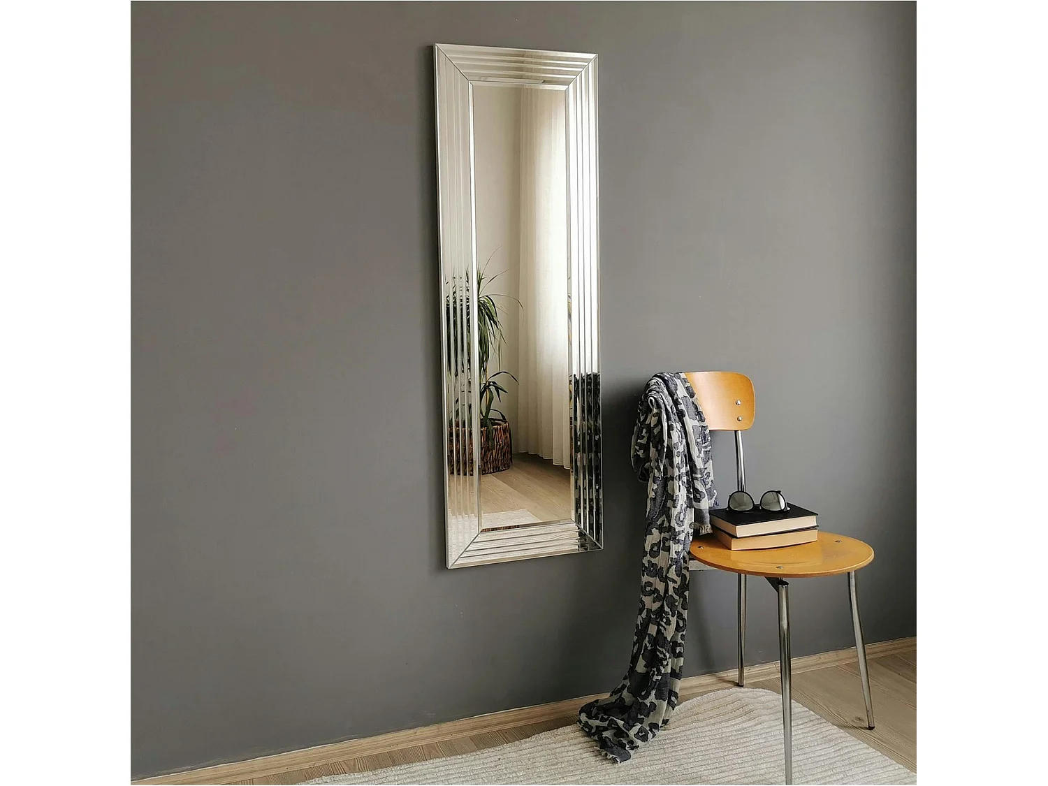 Miroir rectangulaire moderne chic - cadre rainuré 120 cm CODY
