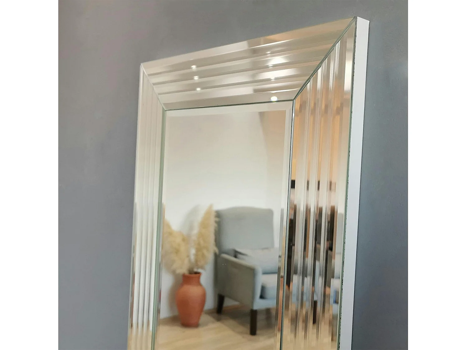 Miroir rectangulaire moderne chic - cadre rainuré 120 cm CODY