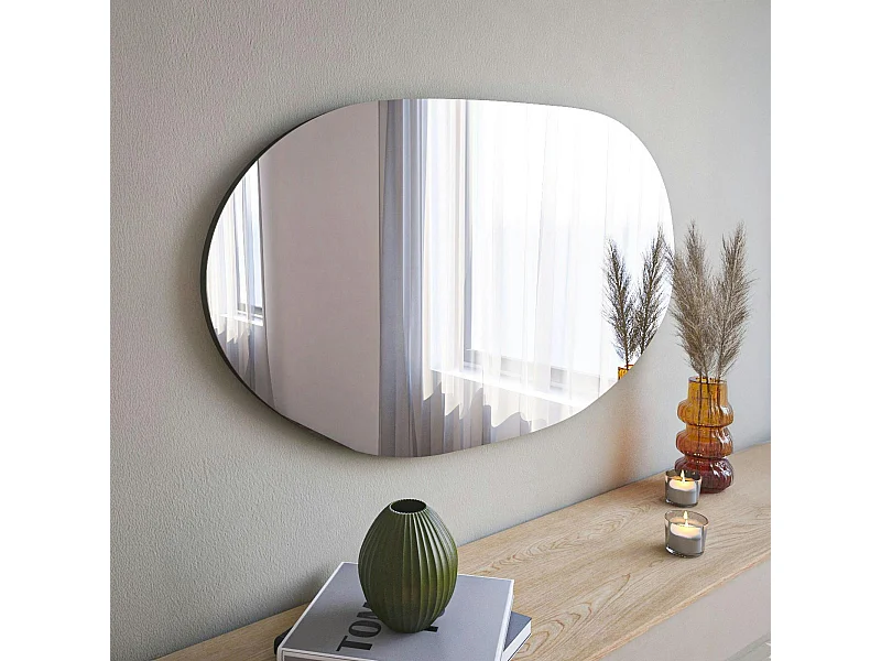 Miroir design organique forme galet 89 cm - style naturel CODY