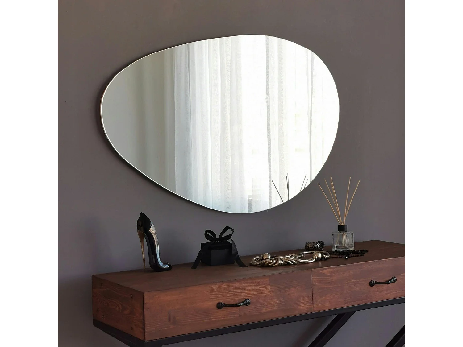 Miroir d'entrée organique 90 cm - style scandinave CODY
