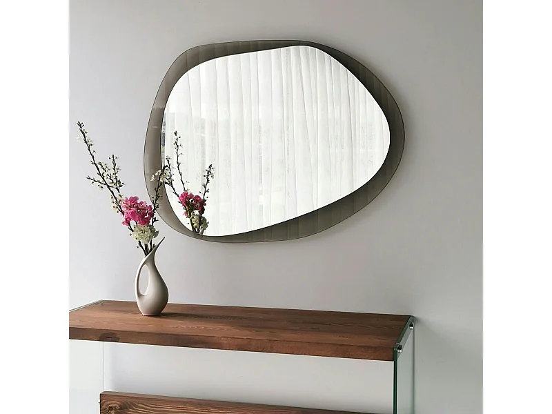 Miroir design organique cadre verre ambré 75 cm CODY