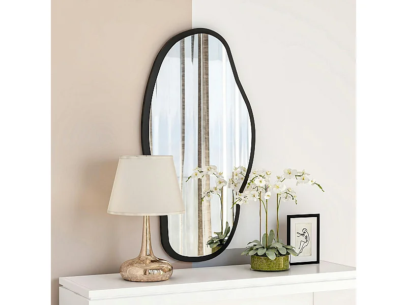 Miroir design organique forme libre - cadre noir CODY