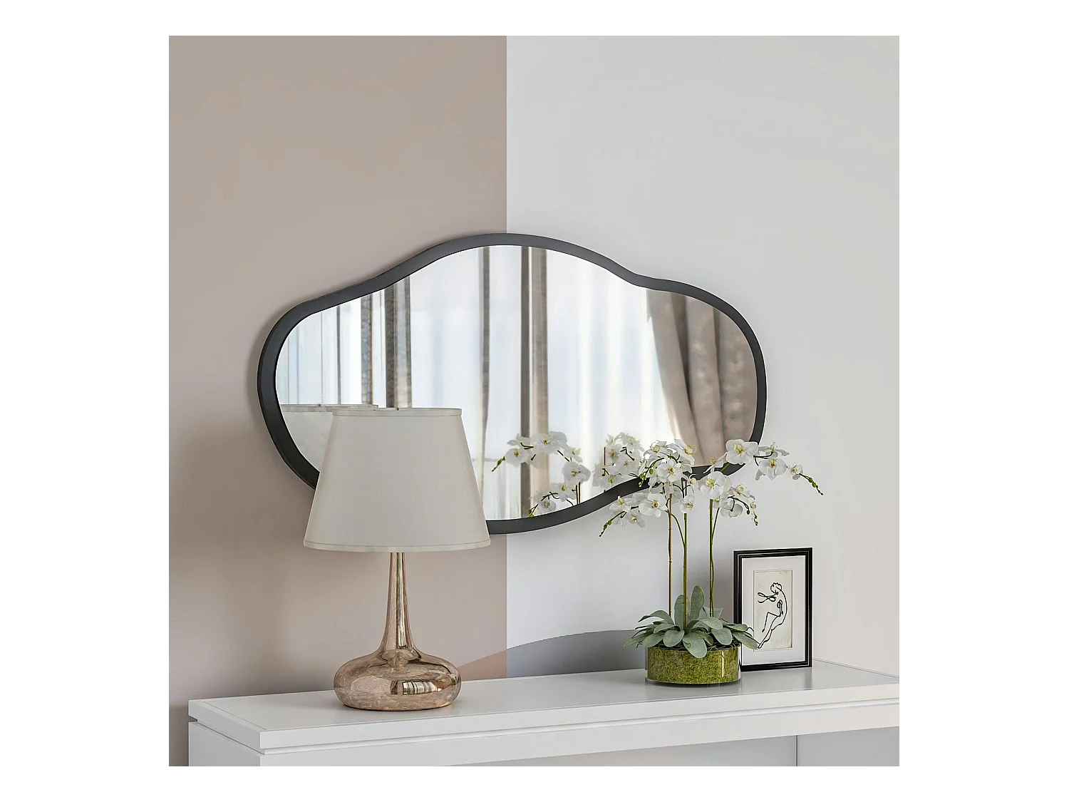 Miroir design organique forme libre - cadre noir CODY