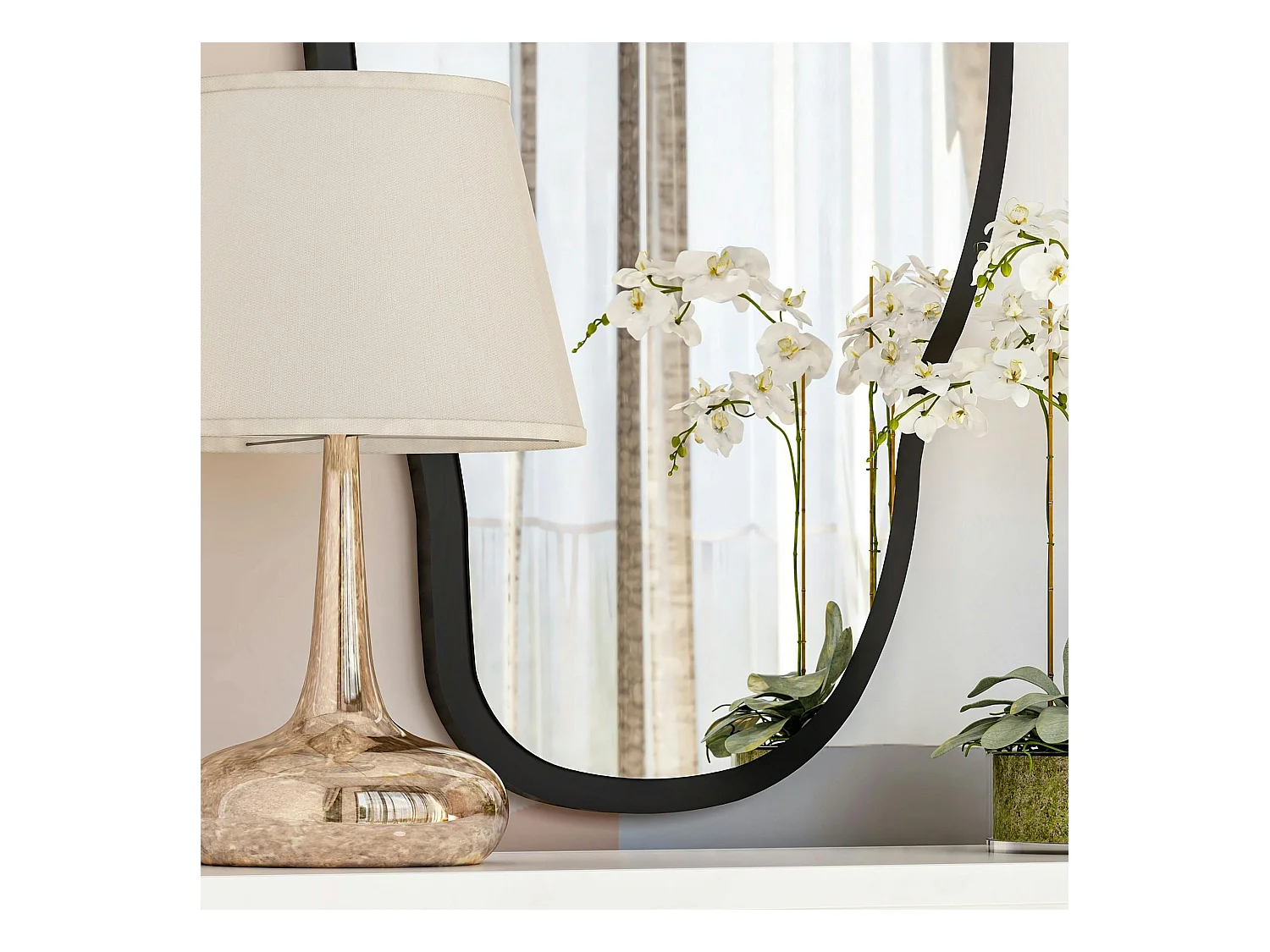 Miroir design organique forme libre - cadre noir CODY