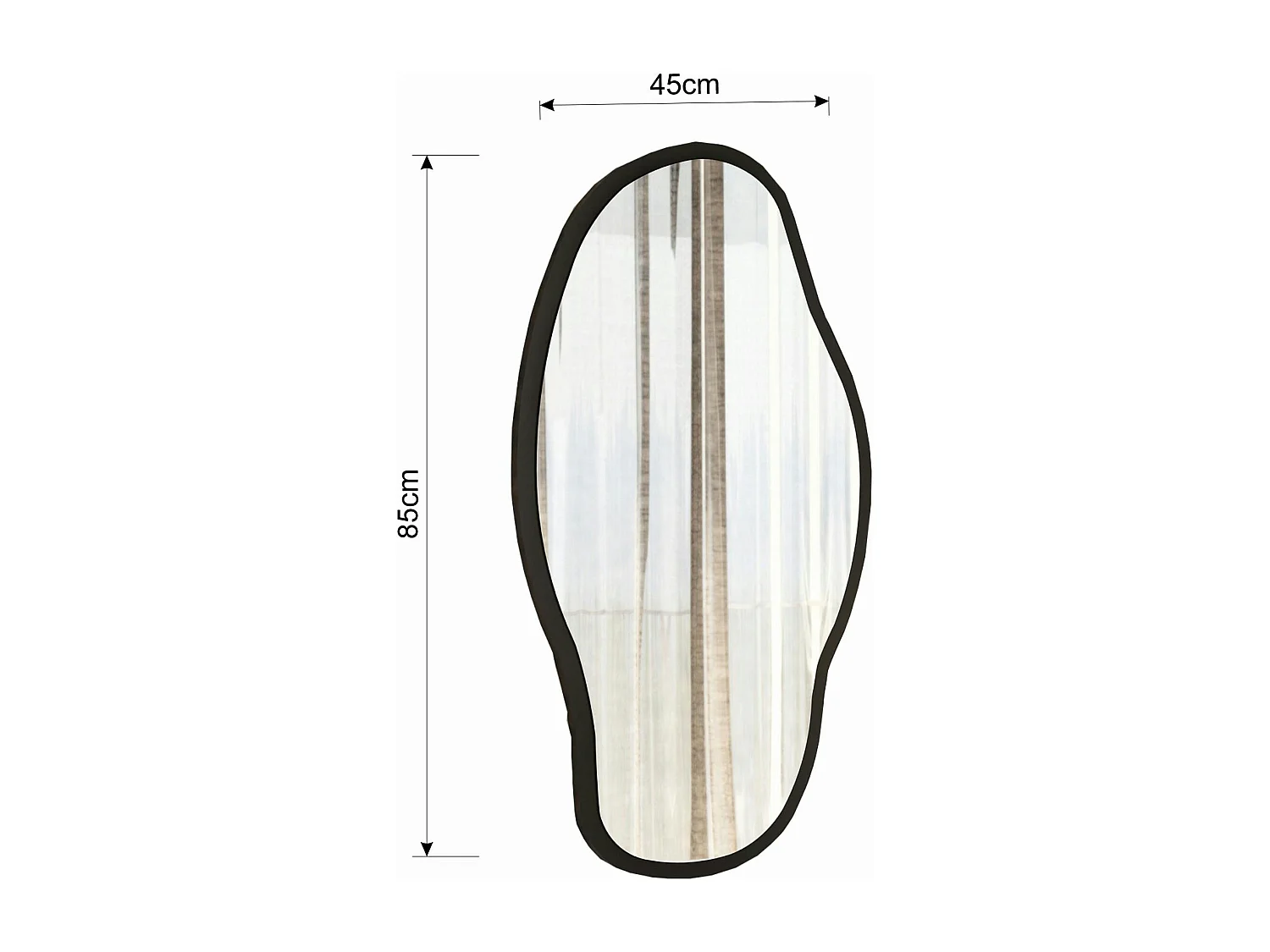 Miroir design organique forme libre - cadre noir CODY