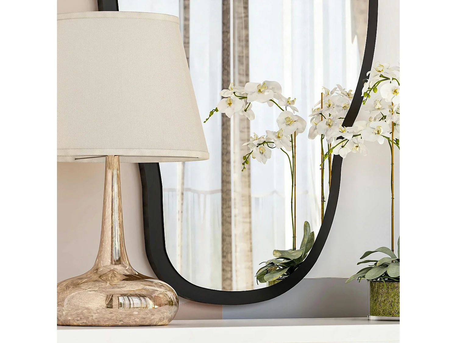 Miroir design organique forme libre - cadre noir CODY
