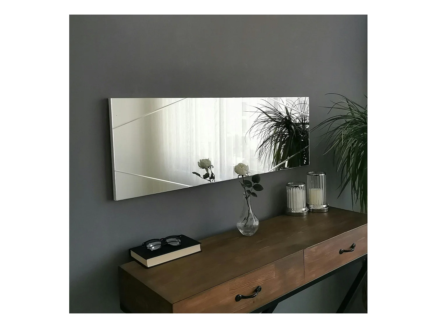 Miroir rectangulaire mural avec angles marqués 105 cm CODY