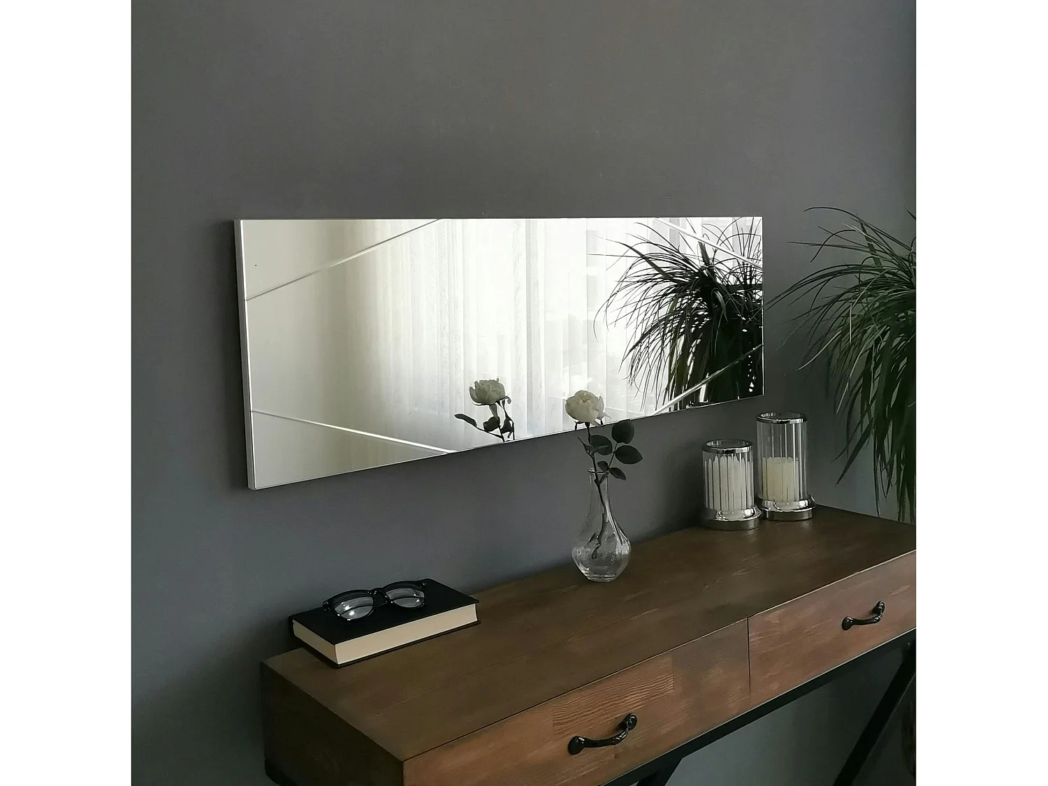 Miroir rectangulaire mural avec angles marqués 105 cm CODY