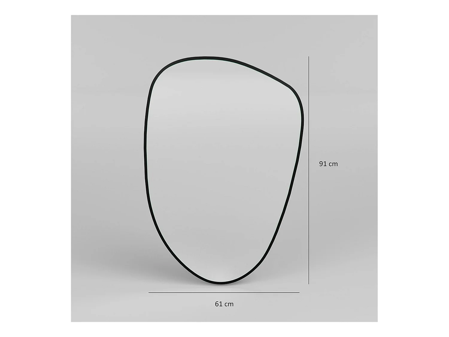 Miroir design organique bord noir 91 cm, forme fluide CODY