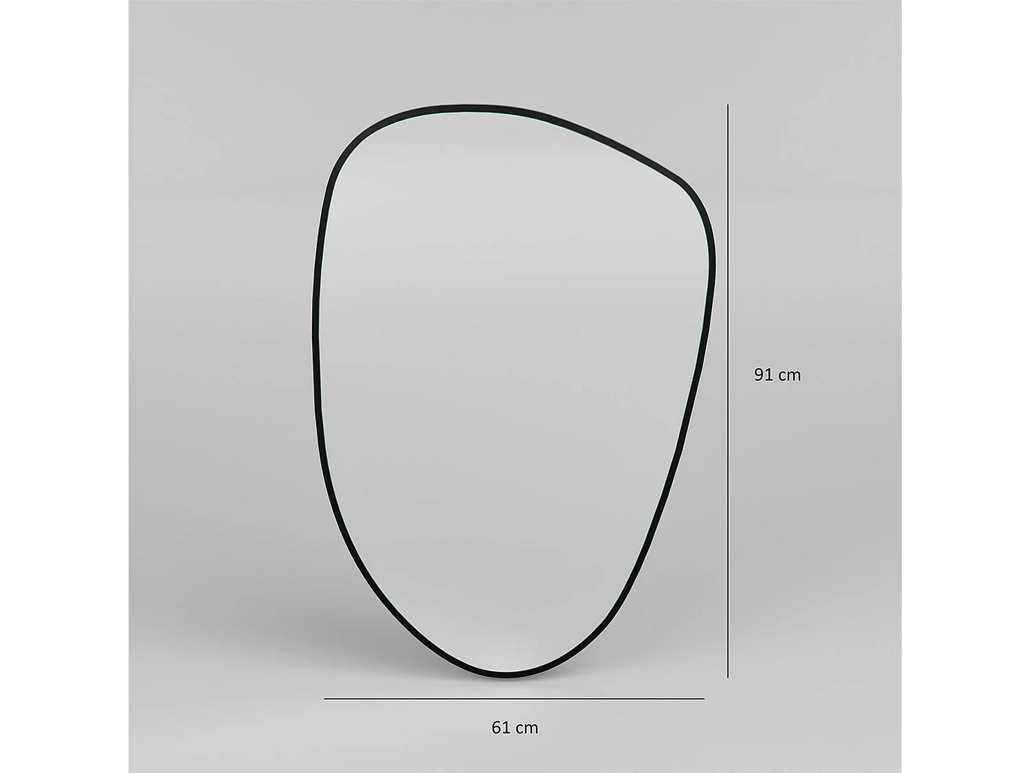 Miroir design organique bord noir 91 cm, forme fluide CODY