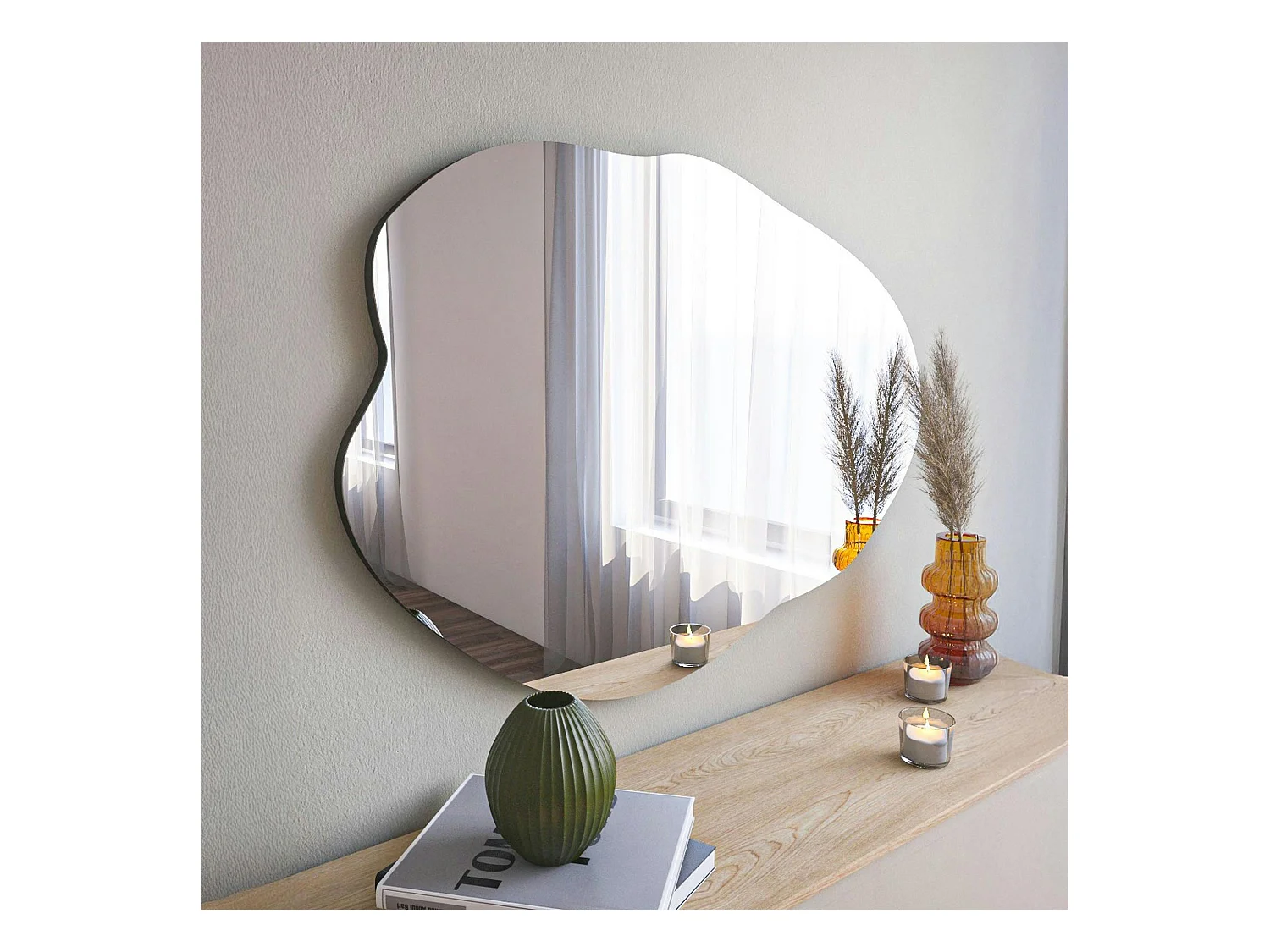 Miroir design organique forme libre 85 cm - style naturel CODY