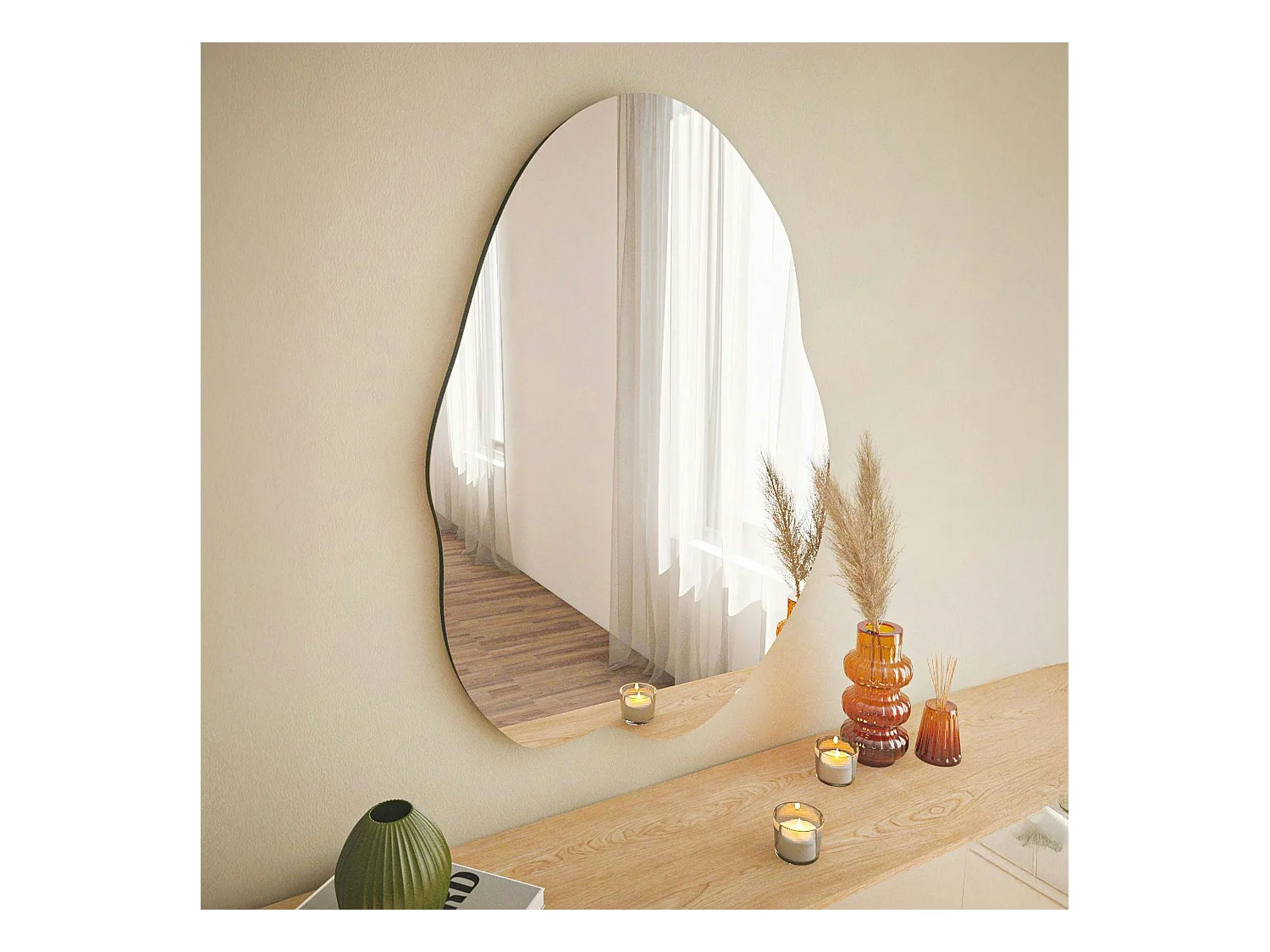 Miroir design organique forme libre 85 cm - style naturel CODY