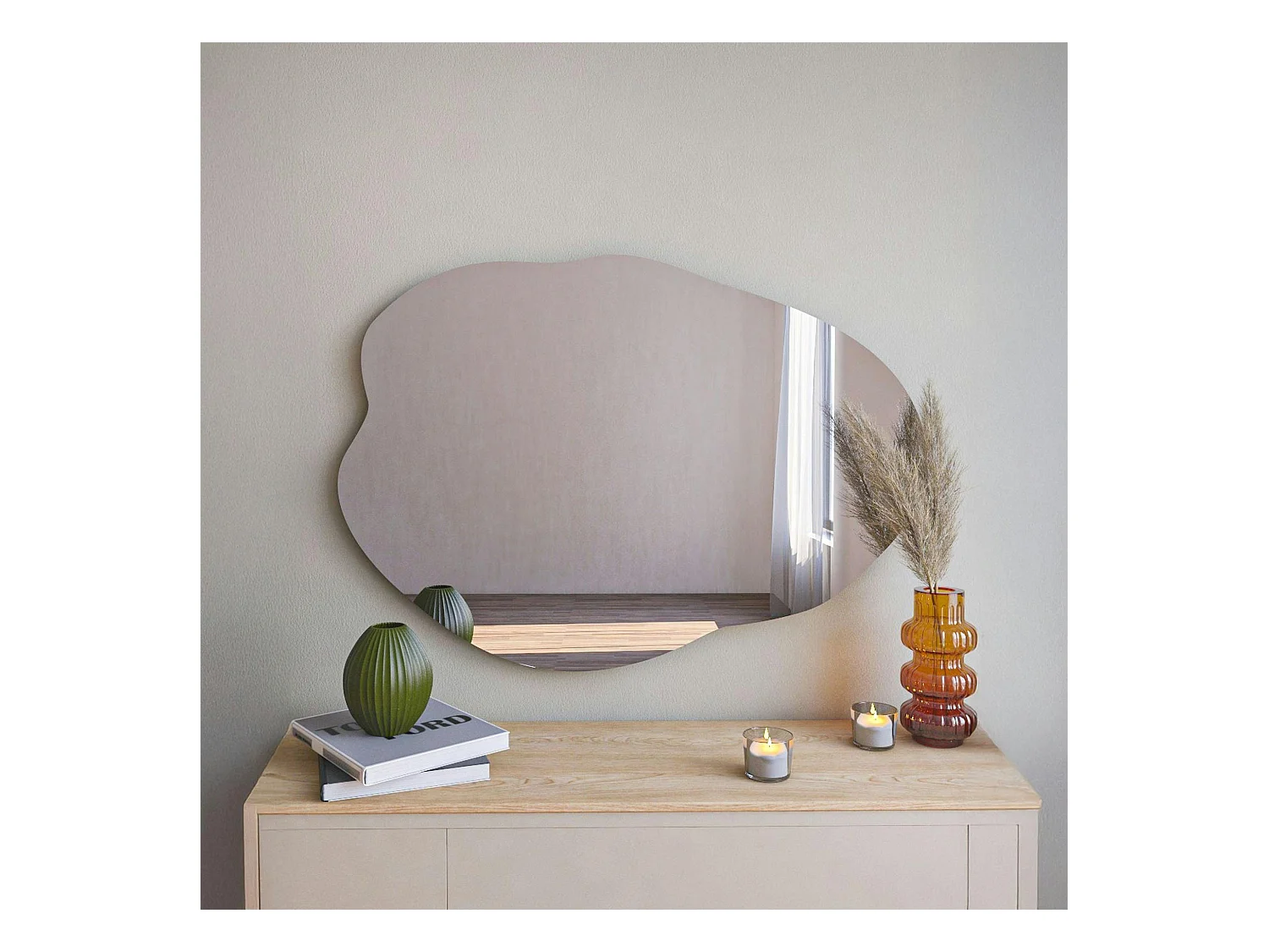 Miroir design organique forme libre 85 cm - style naturel CODY