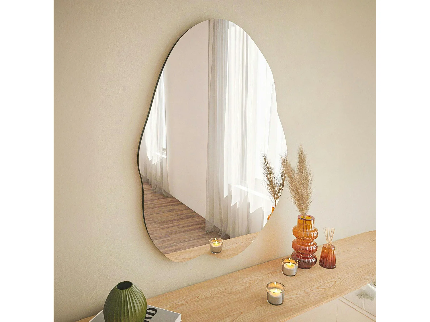 Miroir design organique forme libre 85 cm - style naturel CODY
