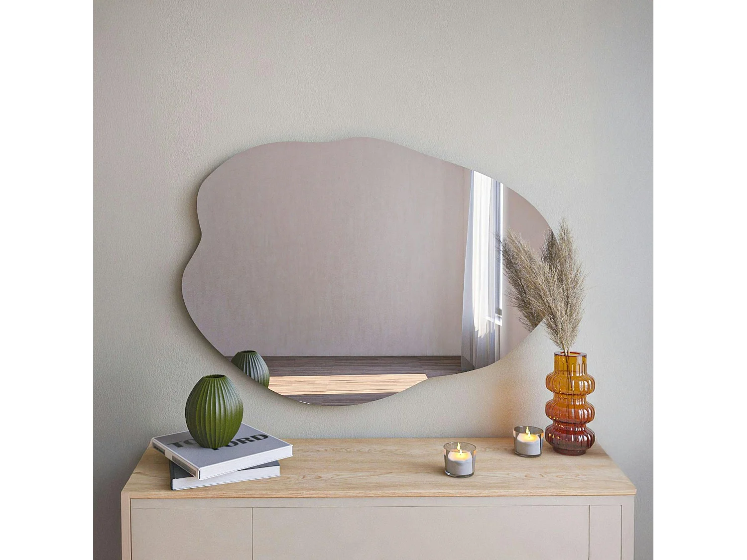 Miroir design organique forme libre 85 cm - style naturel CODY