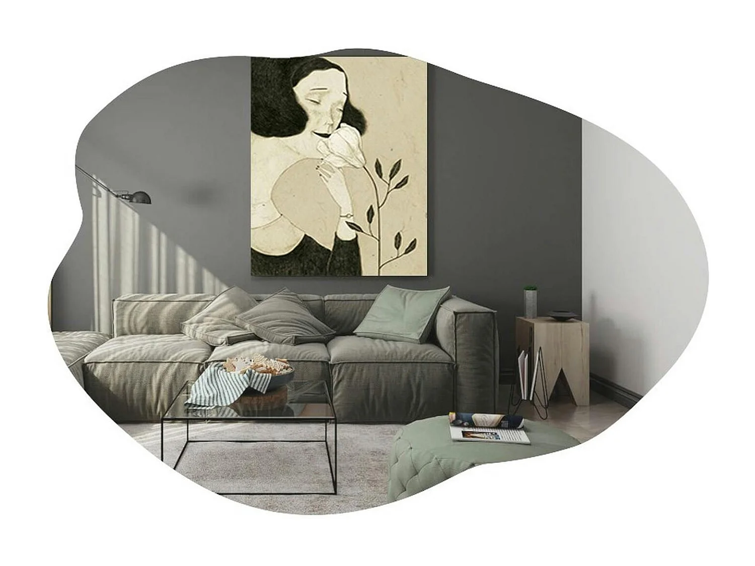 Miroir design organique forme libre 85 cm - style naturel CODY