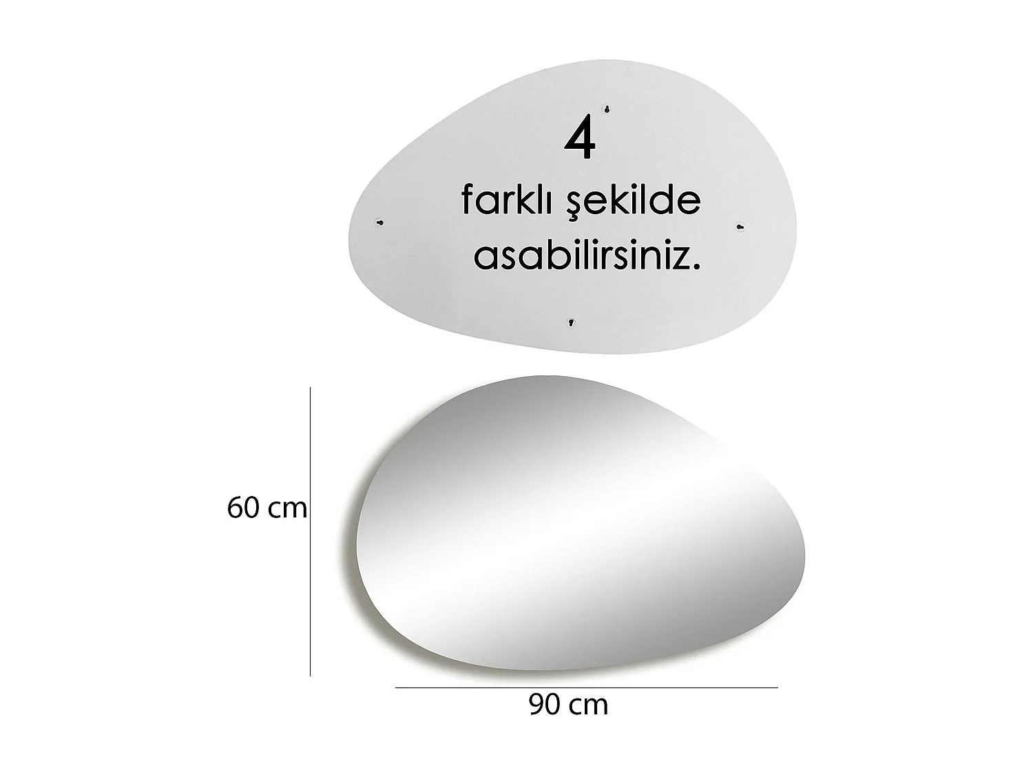 Miroir salon organique 90 cm - style scandinave CODY