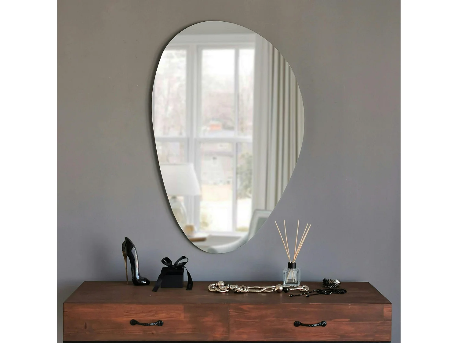 Miroir mural organique forme galet 76 cm - style design CODY