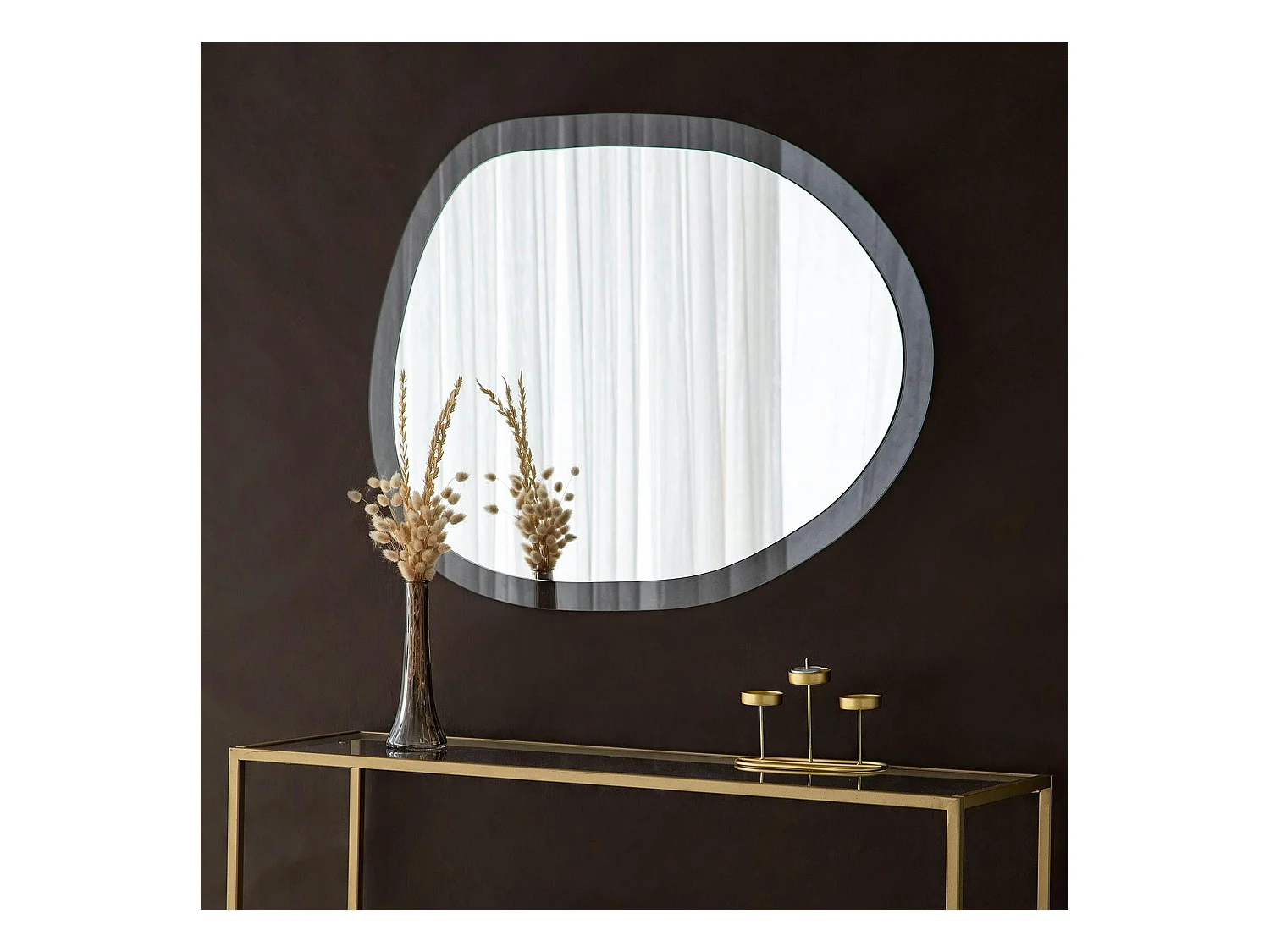 Miroir de salon organique cadre verre transparent 83 cm CODY