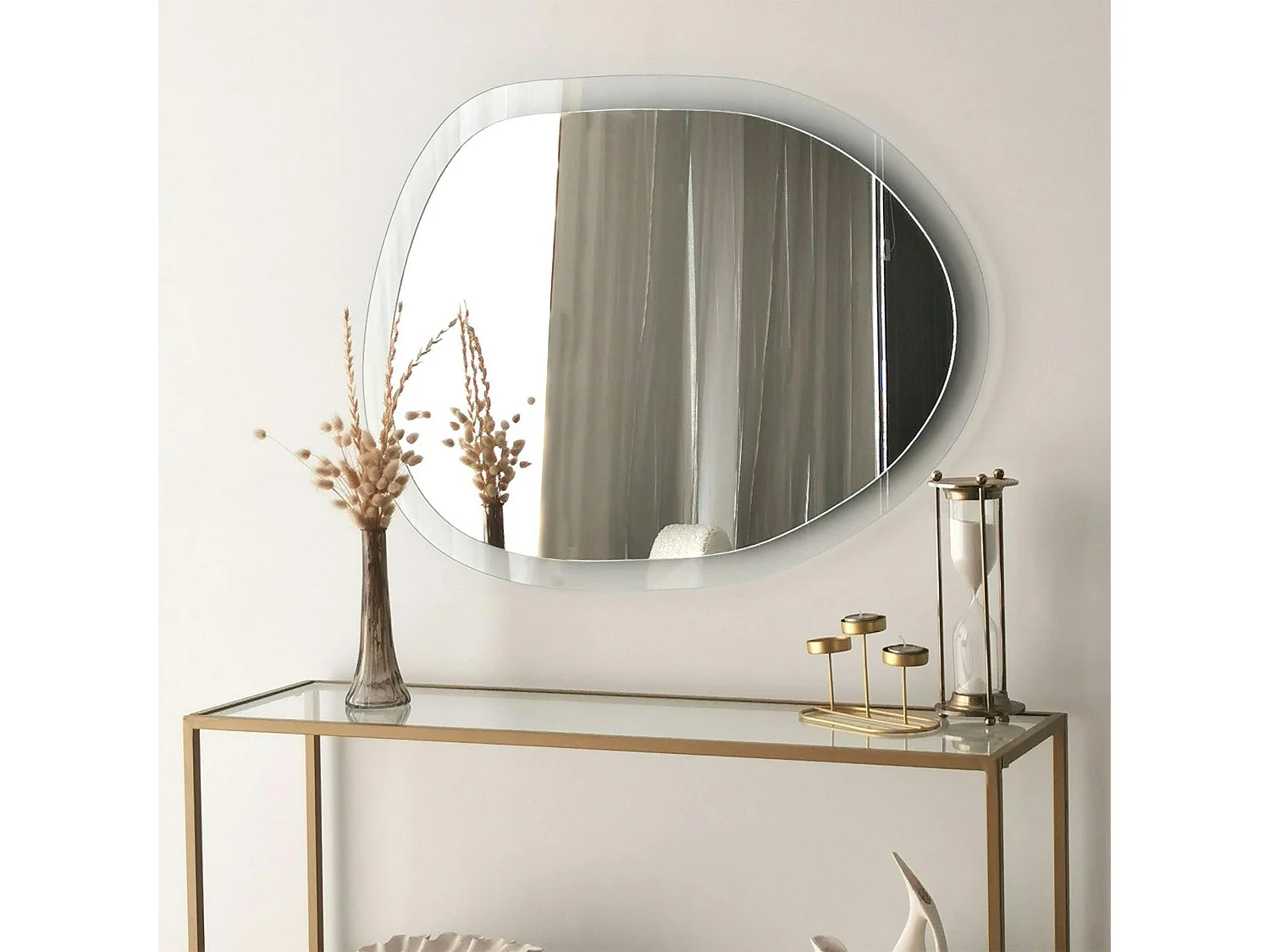 Miroir de salon organique cadre verre transparent 83 cm CODY