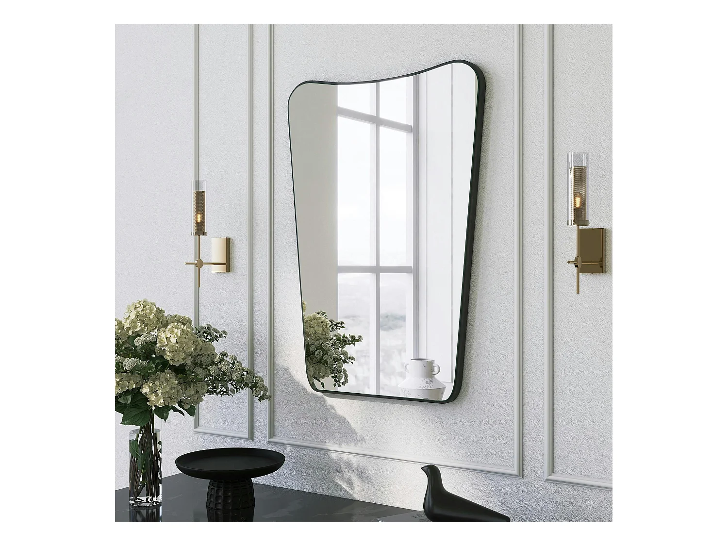 Miroir mural moderne asymétrique 70 cm - style organique CODY