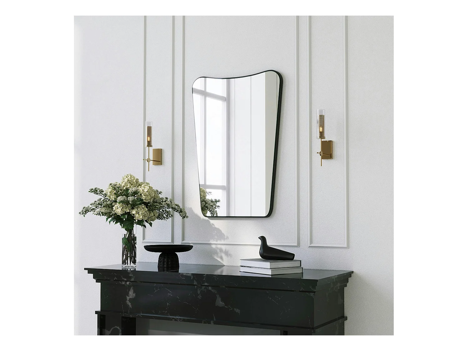 Miroir mural moderne asymétrique 70 cm - style organique CODY