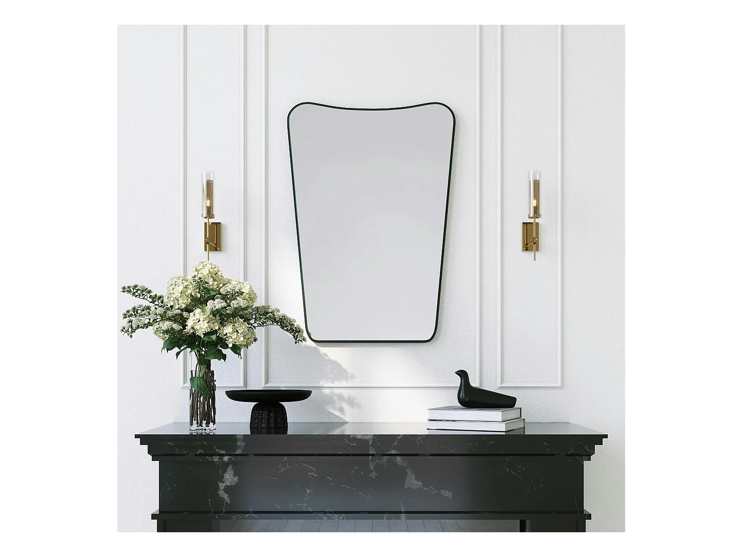 Miroir mural moderne asymétrique 70 cm - style organique CODY