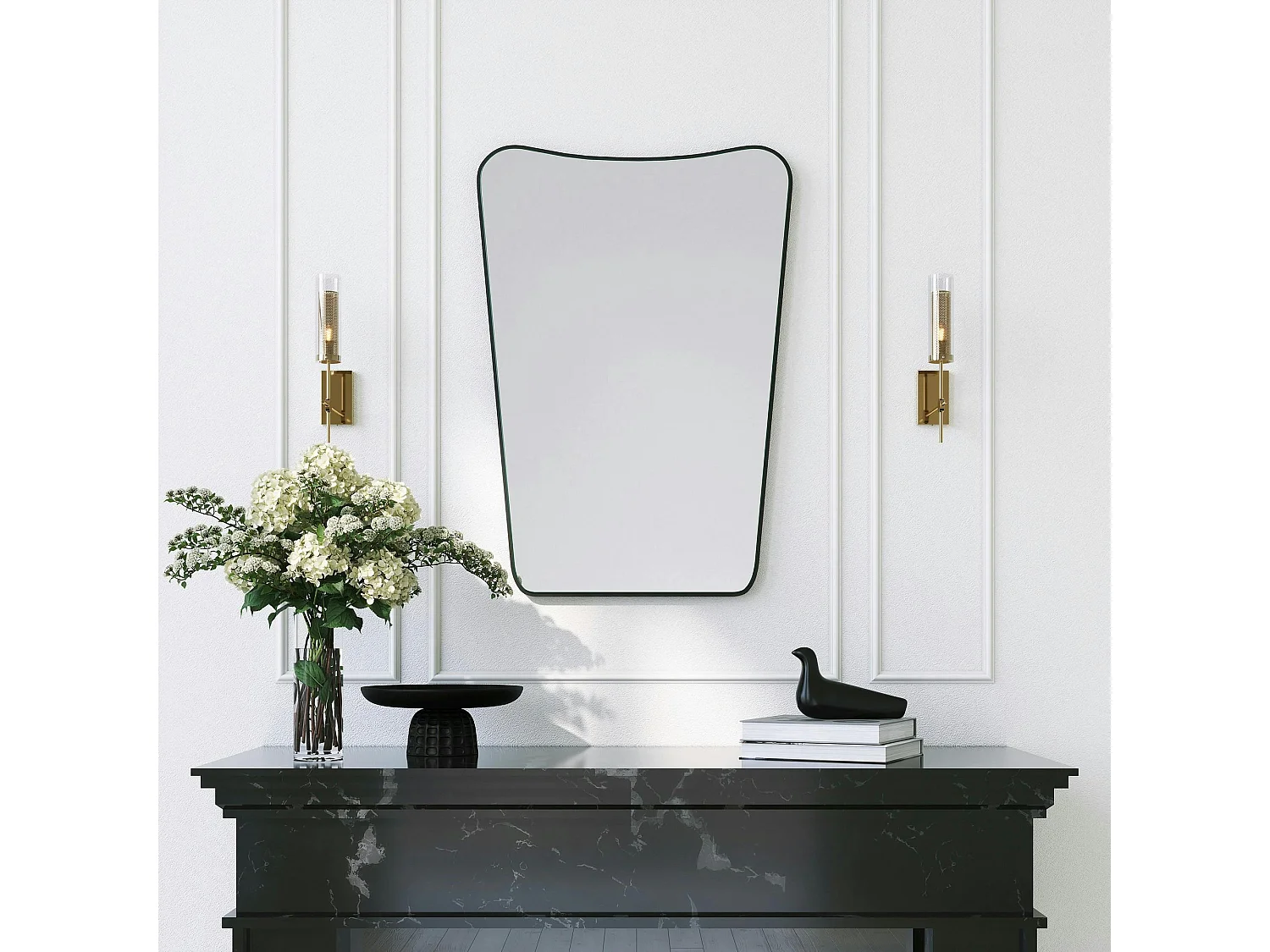 Miroir mural moderne asymétrique 70 cm - style organique CODY