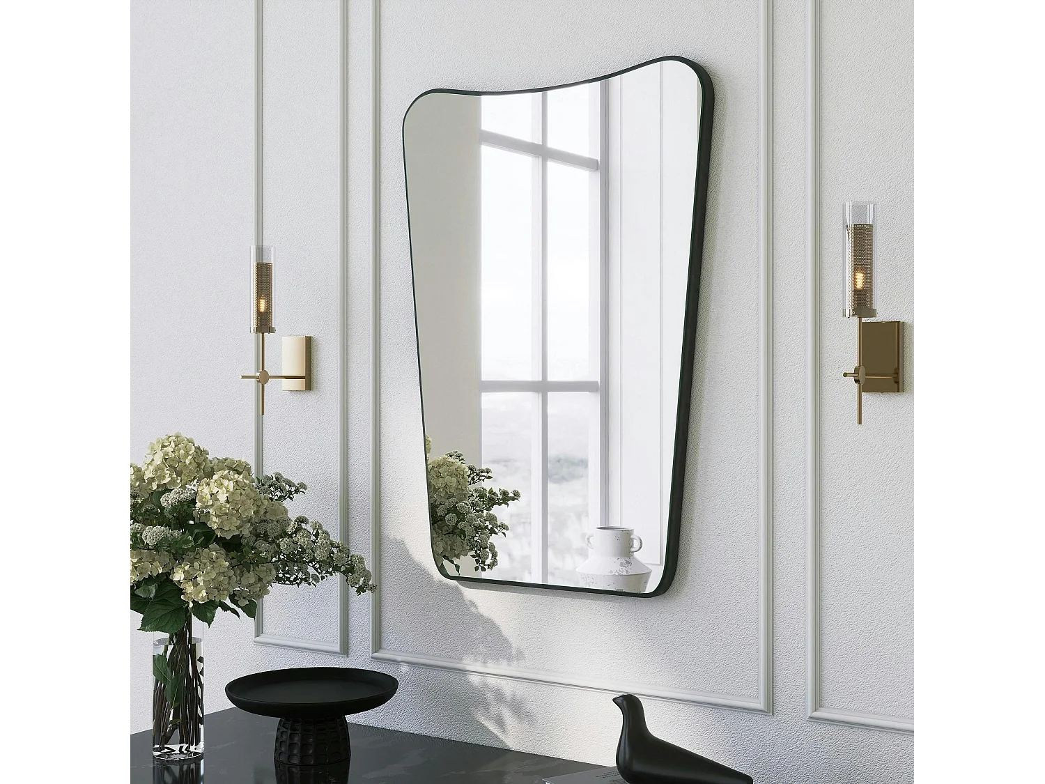 Miroir mural moderne asymétrique 70 cm - style organique CODY