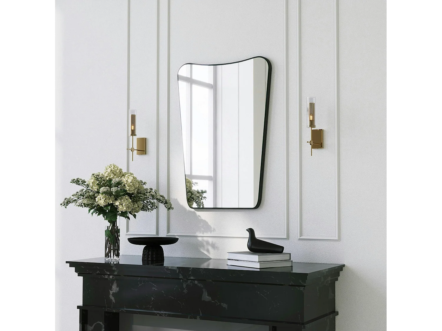 Miroir mural moderne asymétrique 70 cm - style organique CODY