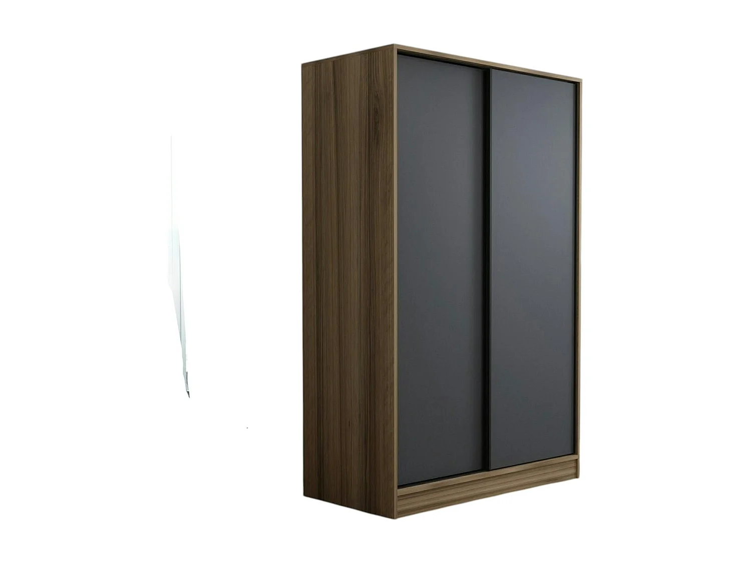 Armoire penderie portes coulissantes, effet bois & gris BYRON