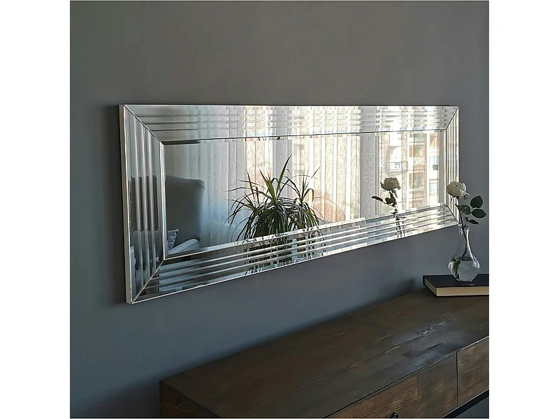Miroir horizontal moderne chic - cadre rainuré 120 cm CODY