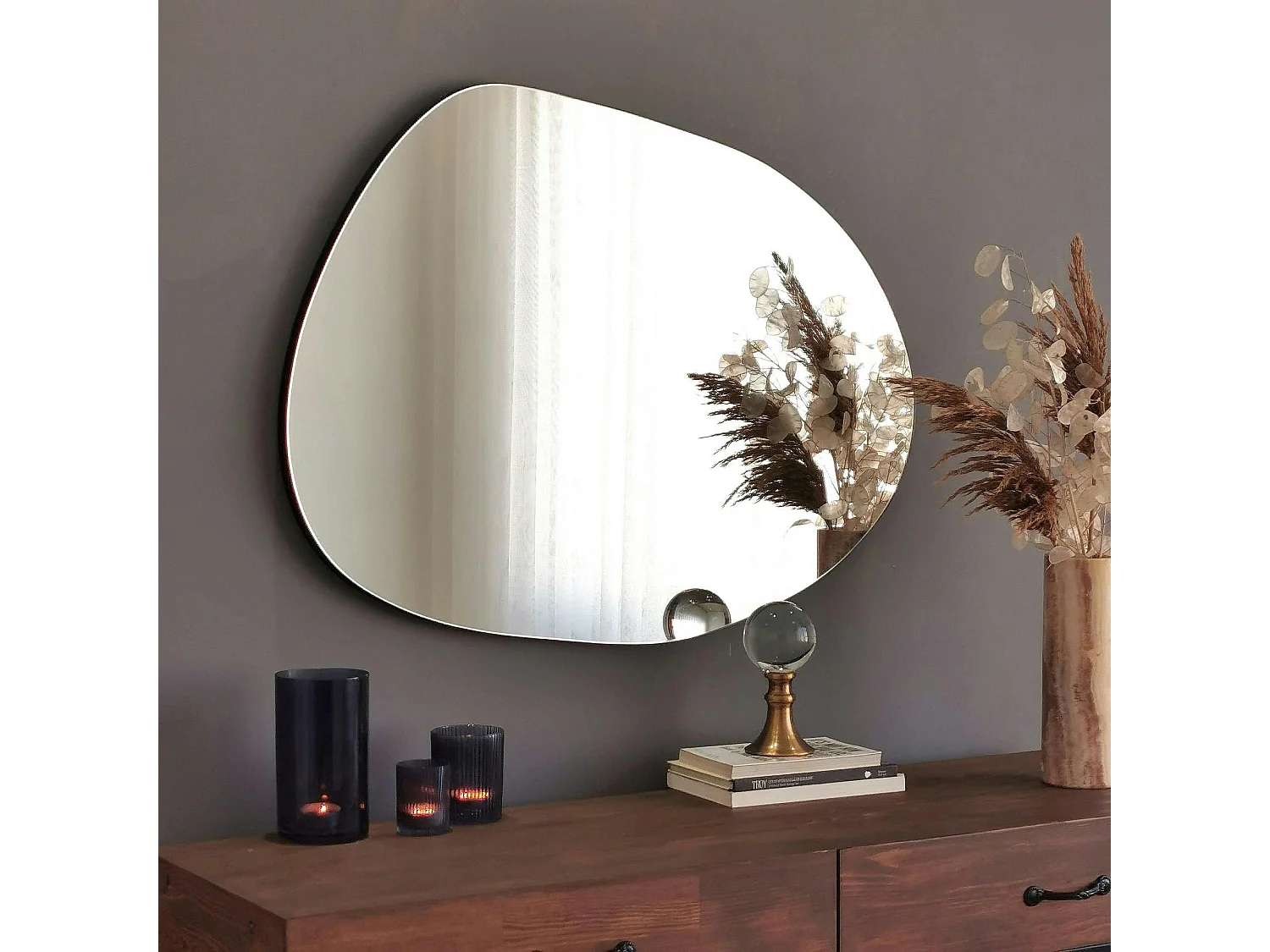 Miroir d'entrée organique 75 cm - style scandinave CODY