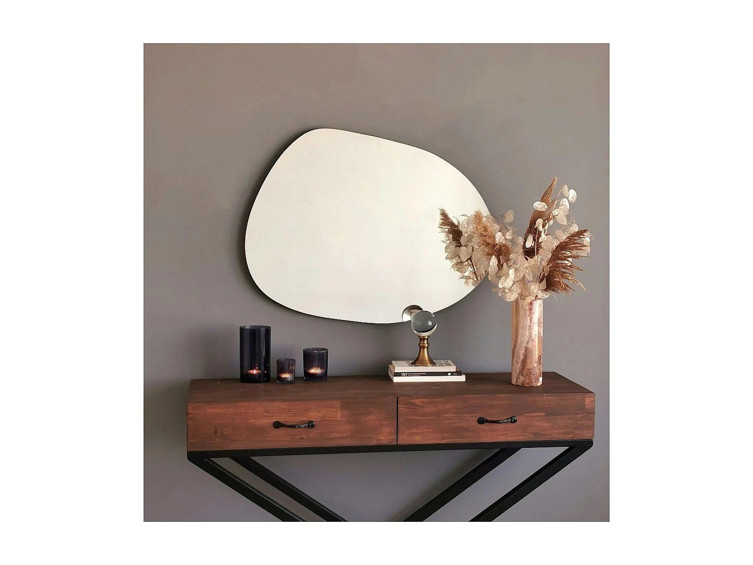 Miroir d'entrée organique 75 cm - style scandinave CODY