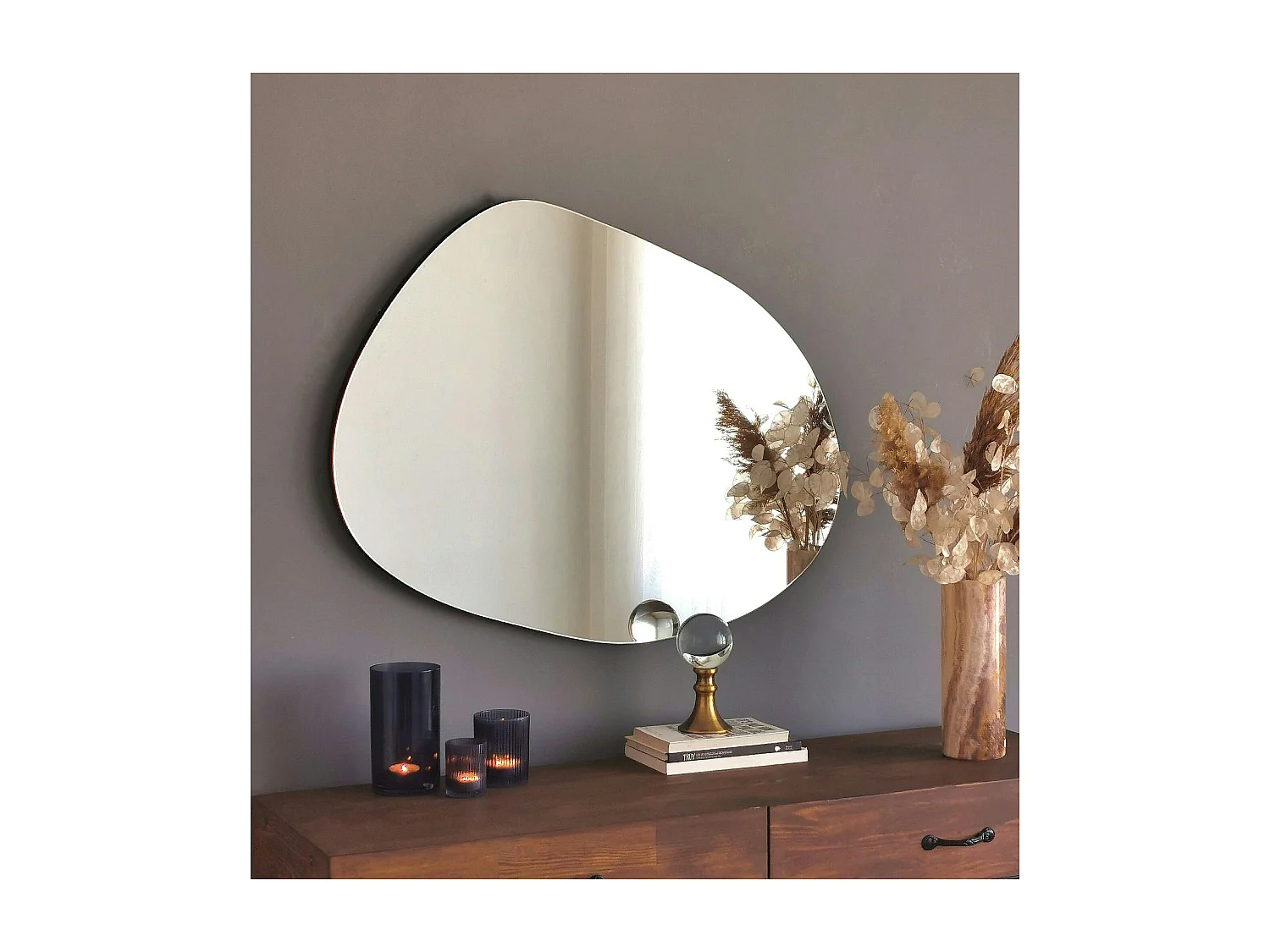 Miroir d'entrée organique 75 cm - style scandinave CODY