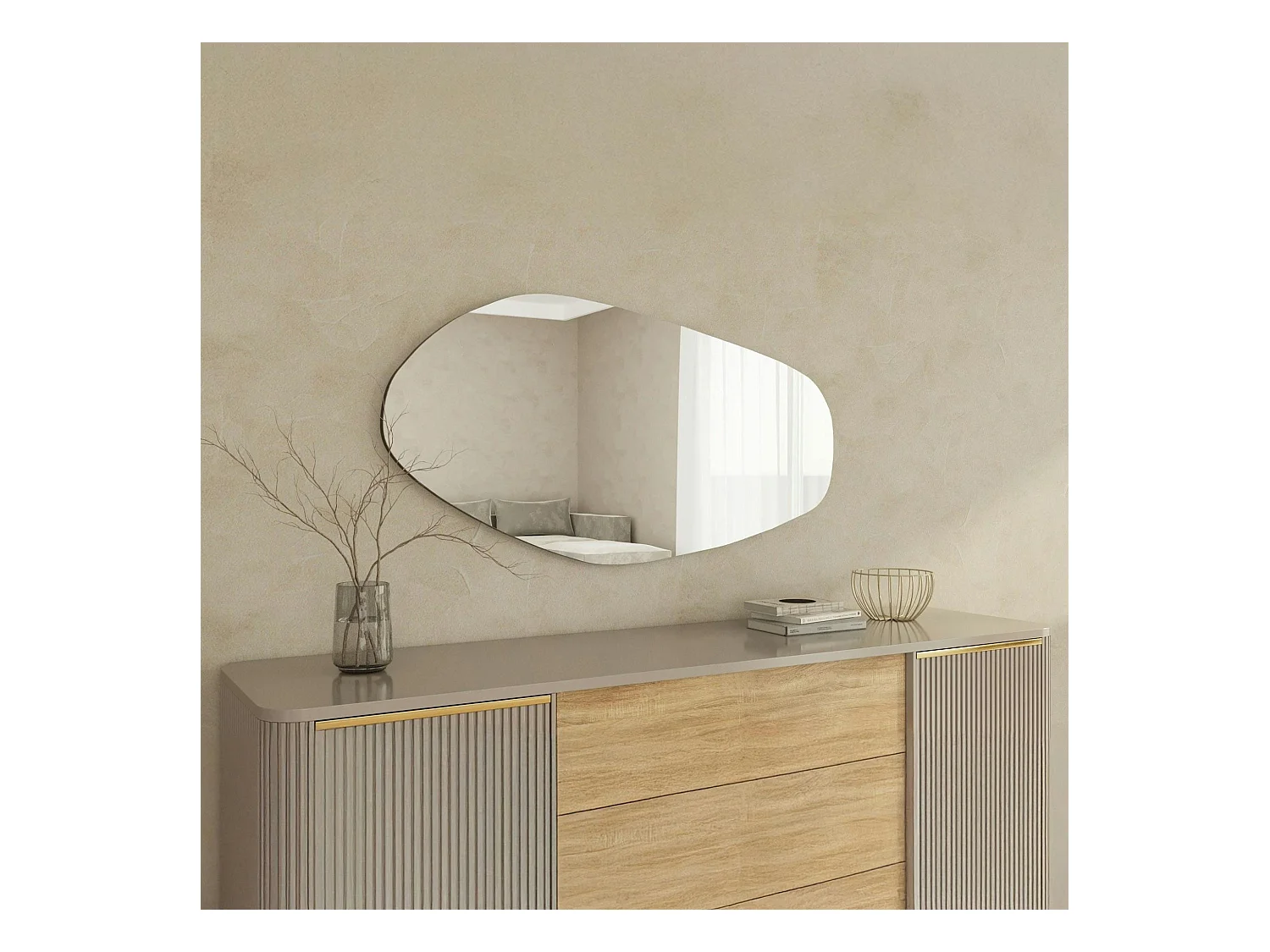 Grand miroir mural organique - forme nature 120 cm CODY