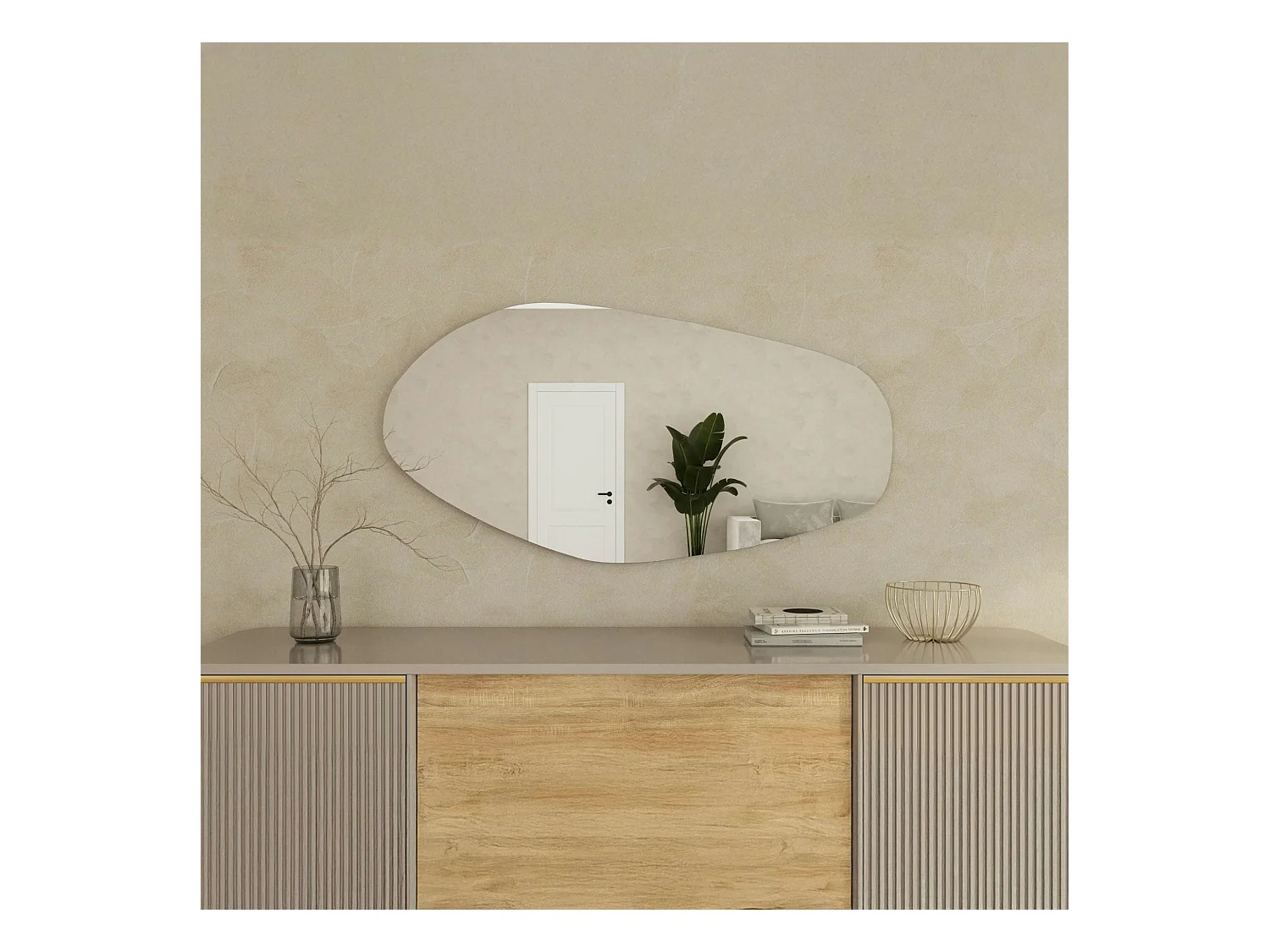 Grand miroir mural organique - forme nature 120 cm CODY