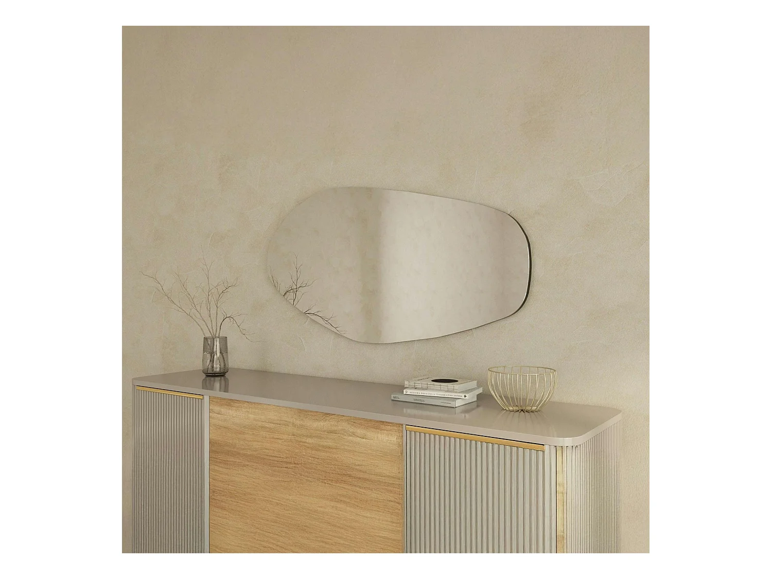 Grand miroir mural organique - forme nature 120 cm CODY