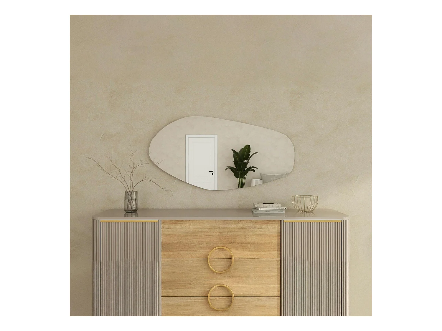 Grand miroir mural organique - forme nature 120 cm CODY