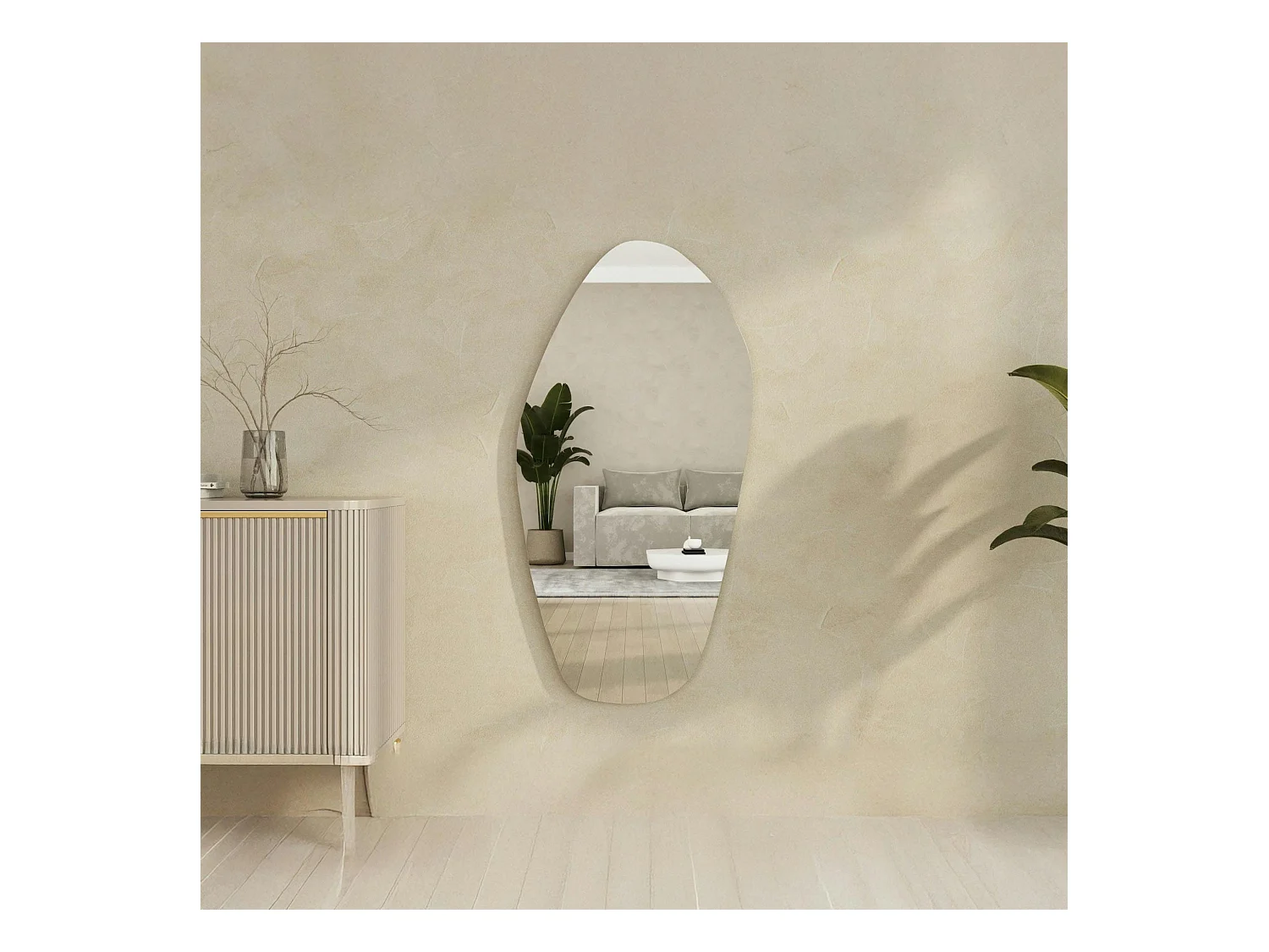 Grand miroir mural organique - forme nature 120 cm CODY