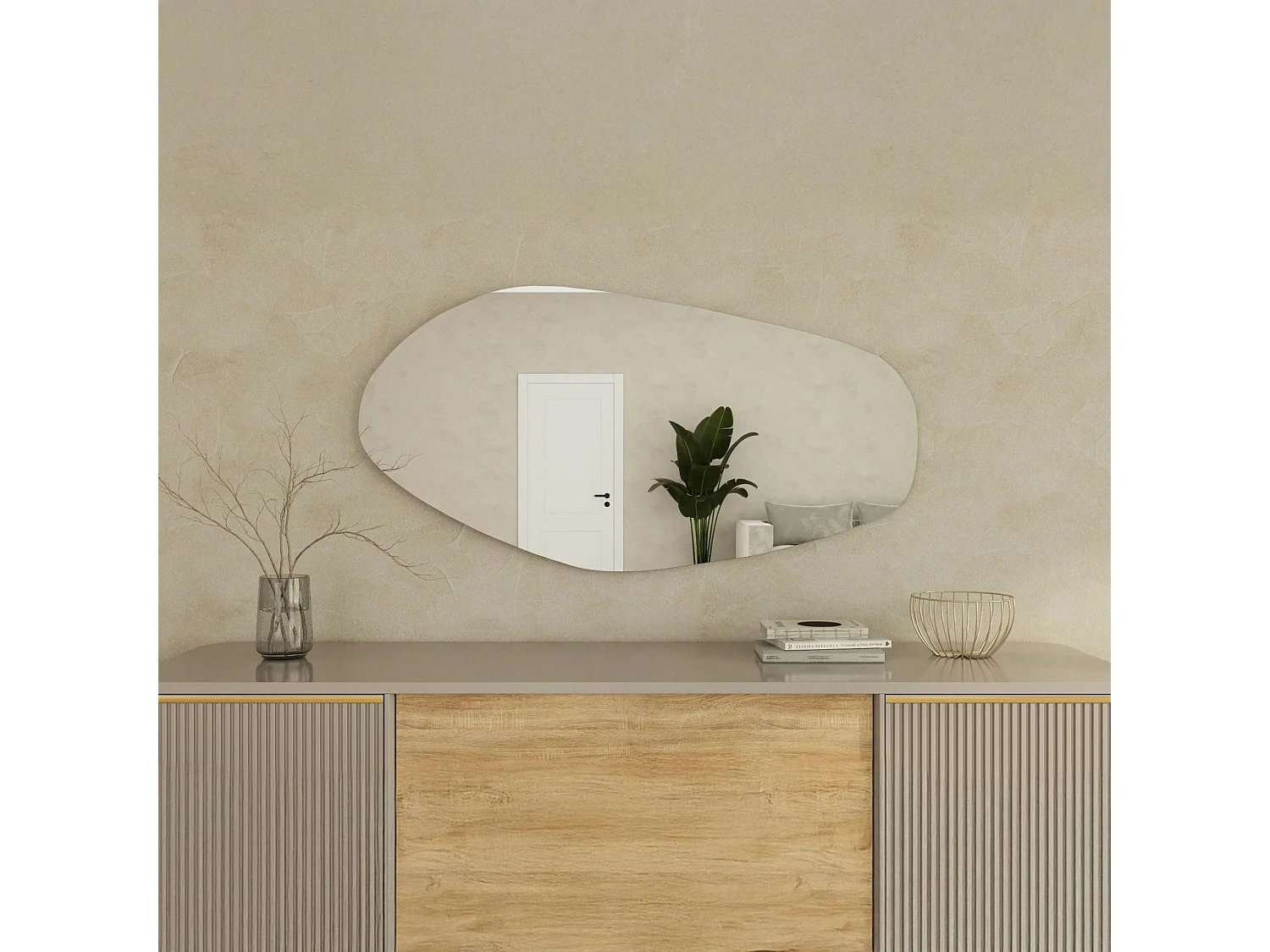 Grand miroir mural organique - forme nature 120 cm CODY