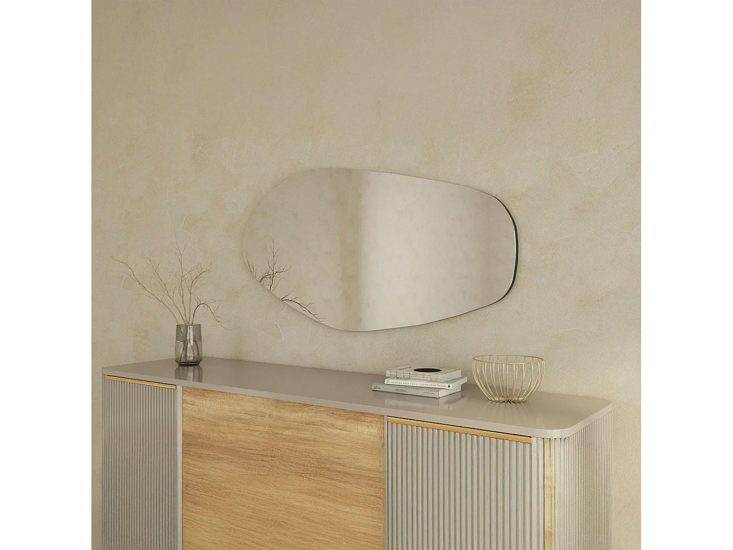 Grand miroir mural organique - forme nature 120 cm CODY