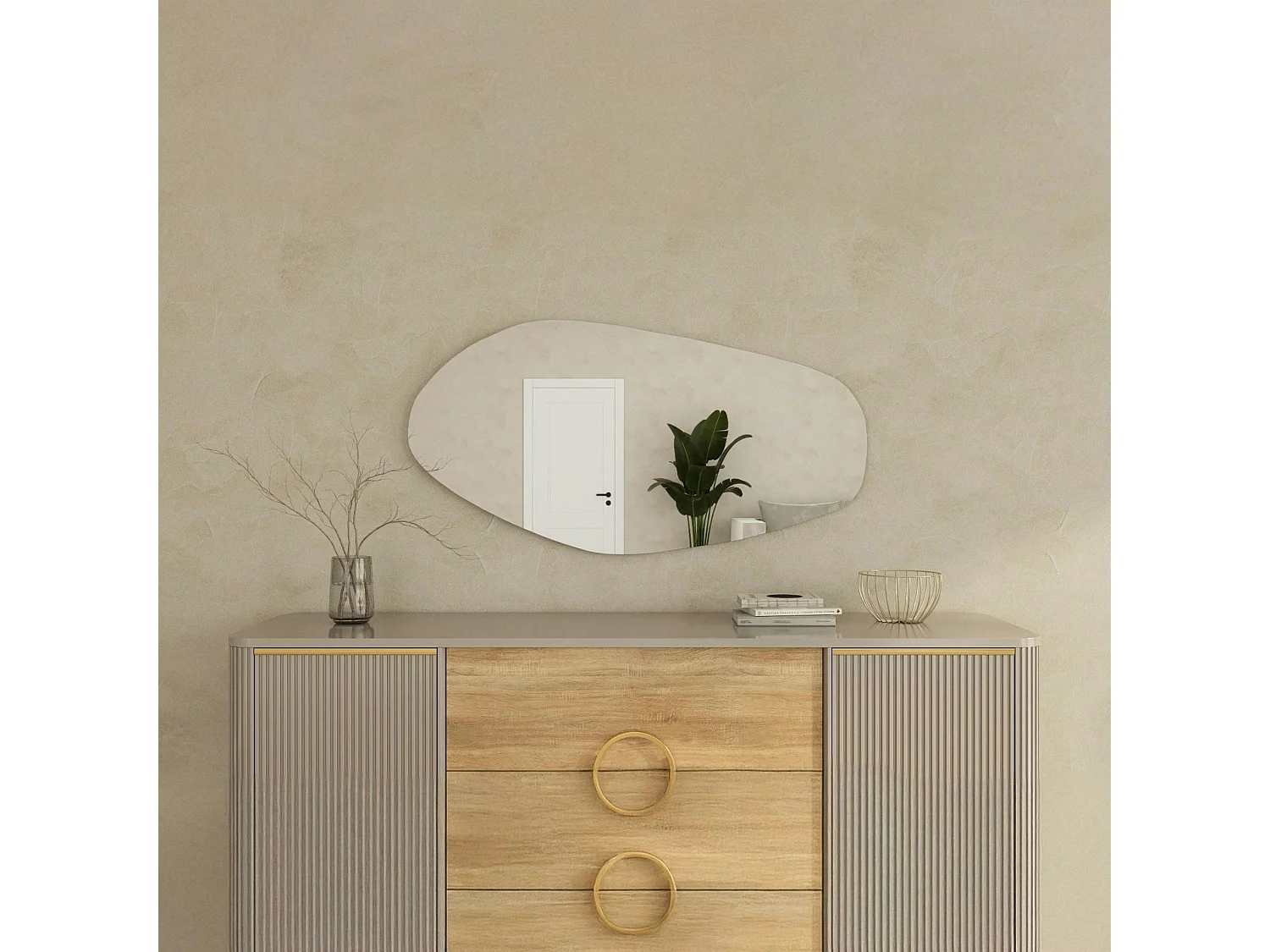 Grand miroir mural organique - forme nature 120 cm CODY