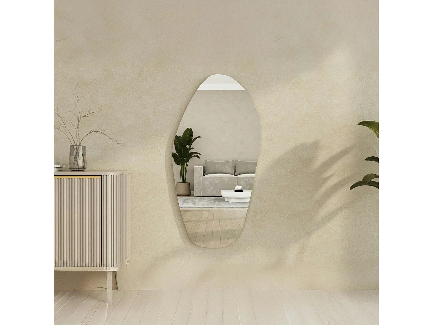 Grand miroir mural organique - forme nature 120 cm CODY