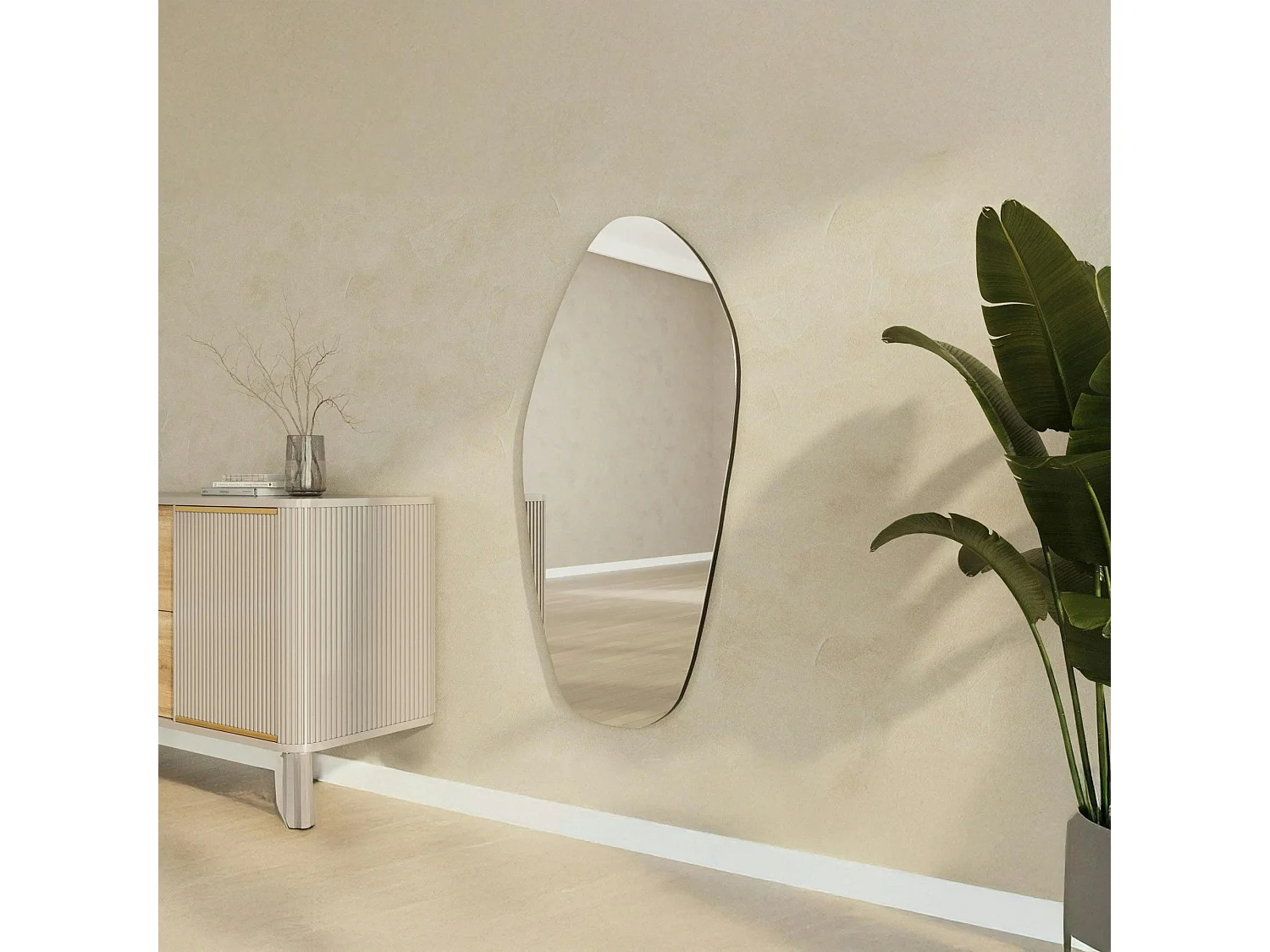 Grand miroir mural organique - forme nature 120 cm CODY