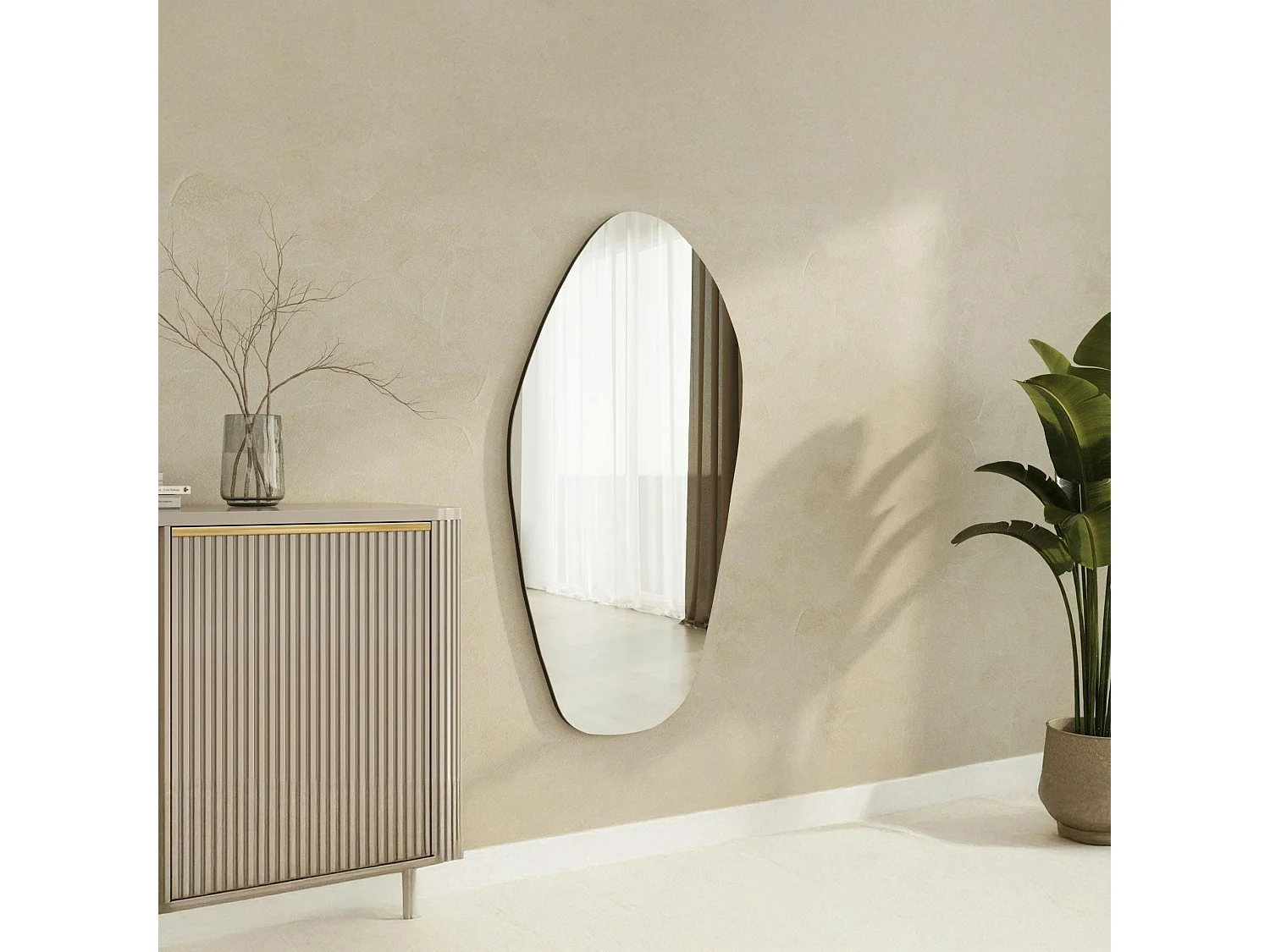 Grand miroir mural organique - forme nature 120 cm CODY