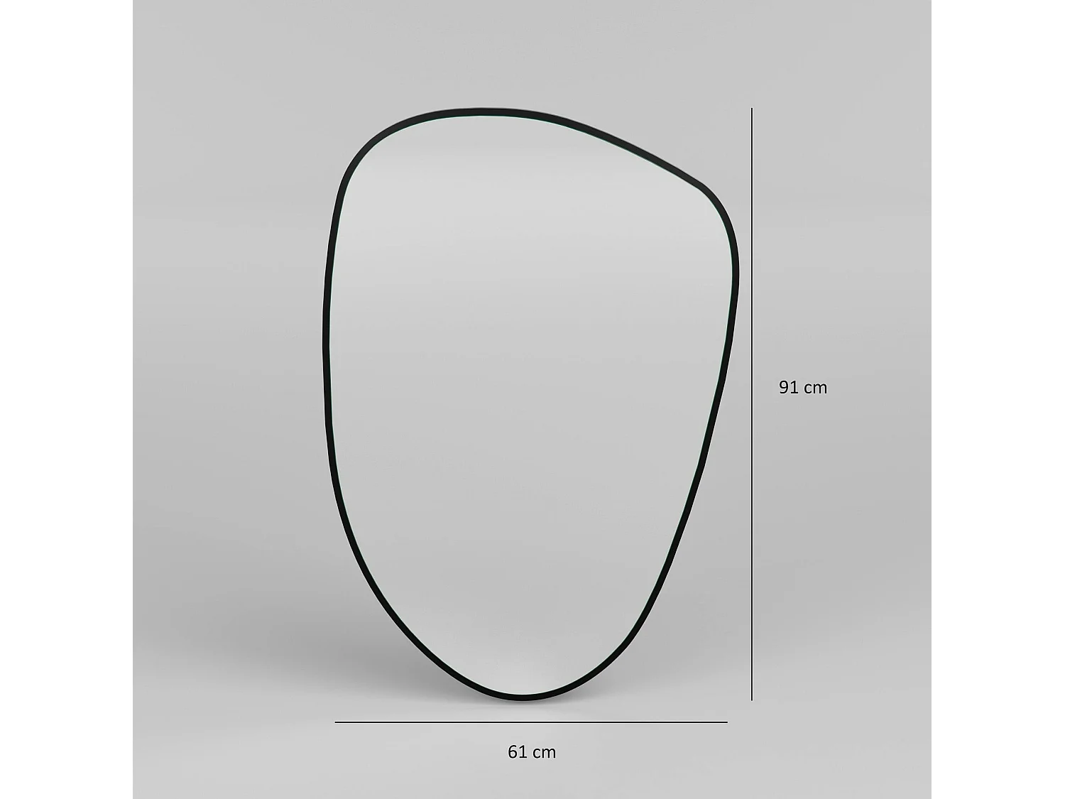 Miroir mural organique cadre noir 91 cm - style moderne CODY