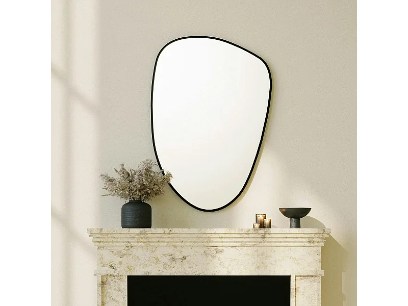 Miroir mural organique cadre noir 91 cm - style moderne CODY